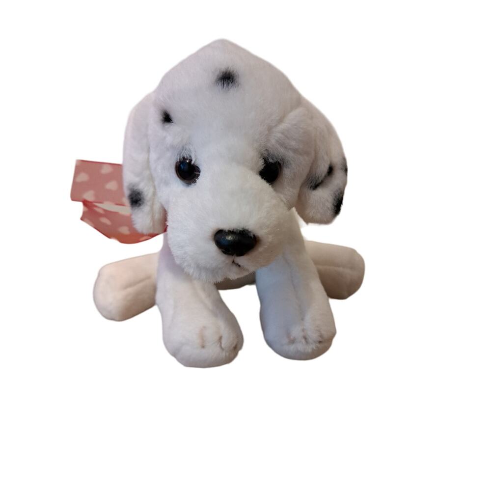 Russ Berrie Dalmatian Floppy Puppy Dog 8” Plush Red Bow